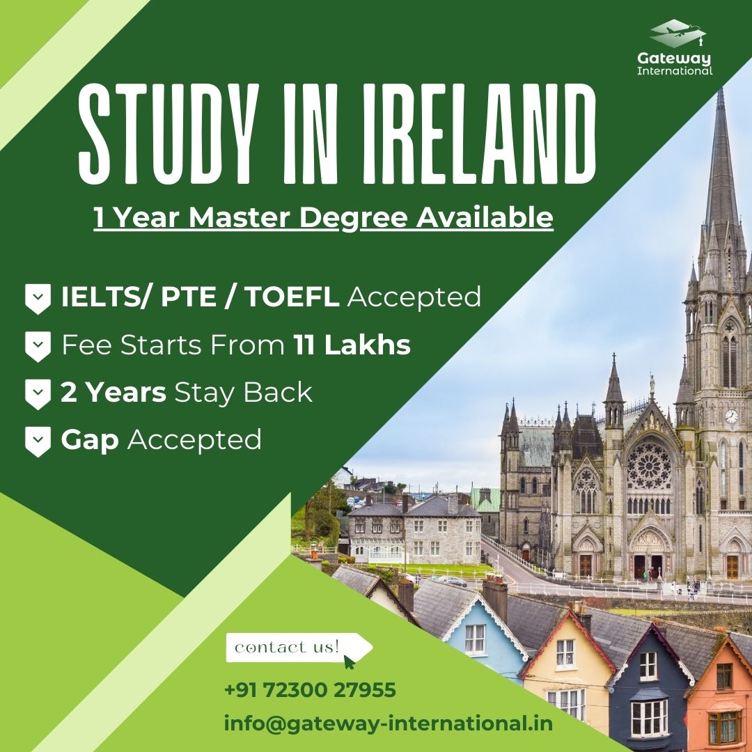 Study in Ireland with Gateway International

1 Years Master Degree Available
Apply Now for Upcoming Intakes 
Click the link Now: bit.ly/3TSql5R

#ireland #pte #toefl #accepted #gapaccepted #studyinireland #masterdegree #ApplyNow #studyabroad