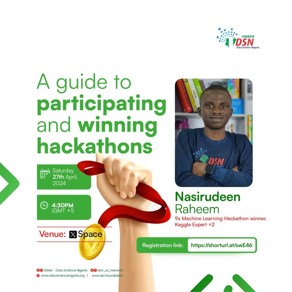 The space to join a guide to winning and participating and winning Machine Learning Hackathon. You can't afford to miss this.