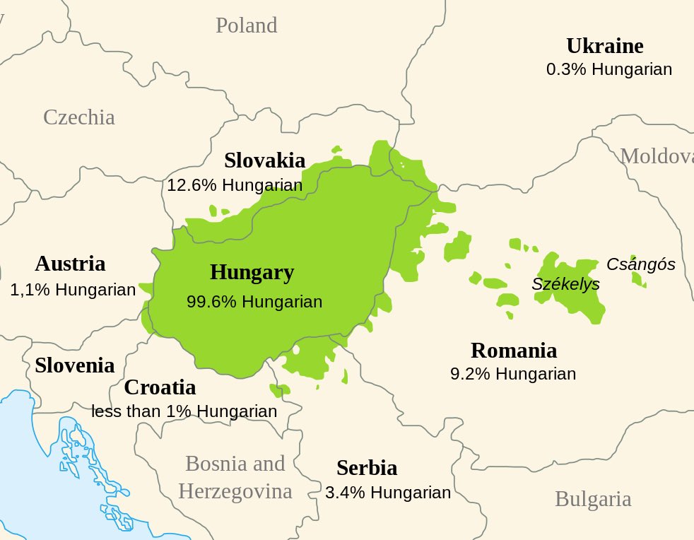 🇭🇺 Hungarian language in Europe. Today, there are around 13 million native speakers.