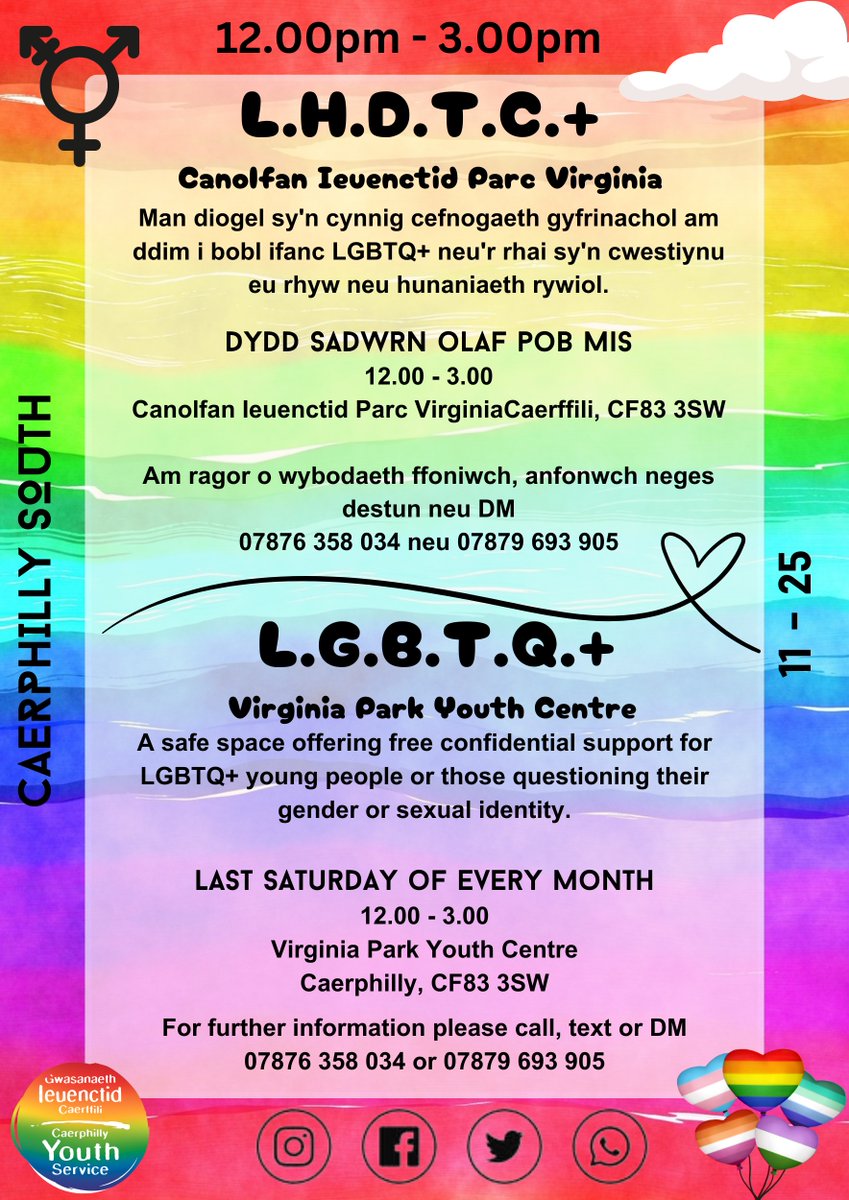 We are open today #caerphillysouth #virginiaparkyouthcentre #LGBTQ #youngpeople