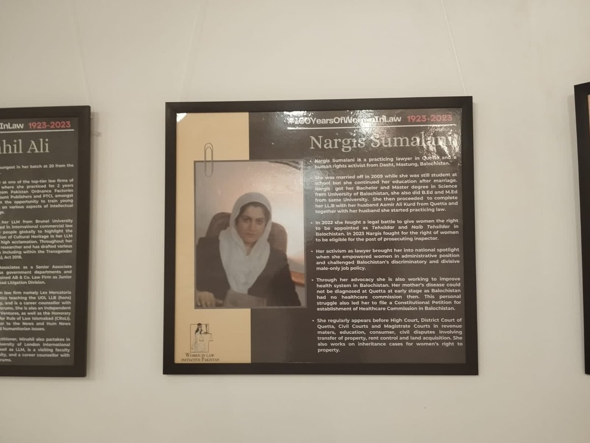 Being showcased alongside other accomplished female professionals at the Women in Law exhibition is truly an honor. I extend my heartfelt gratitude to Nida Usman Chaudhary  for recognizing and featuring my achievements  at women in law exhibition. @womeninlaw @womenbalochistan