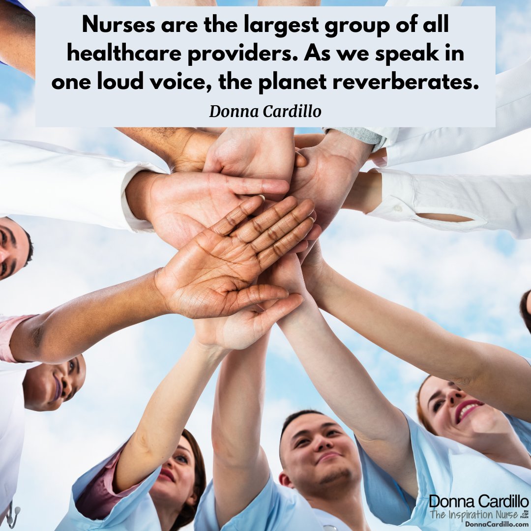 Nurses are the largest group of all #healthcare providers. As we speak in one loud voice, the planet reverberates. -Donna Cardillo #NursePower #NurseProud #nurses #nursing #NurseTweet #NurseTwitter