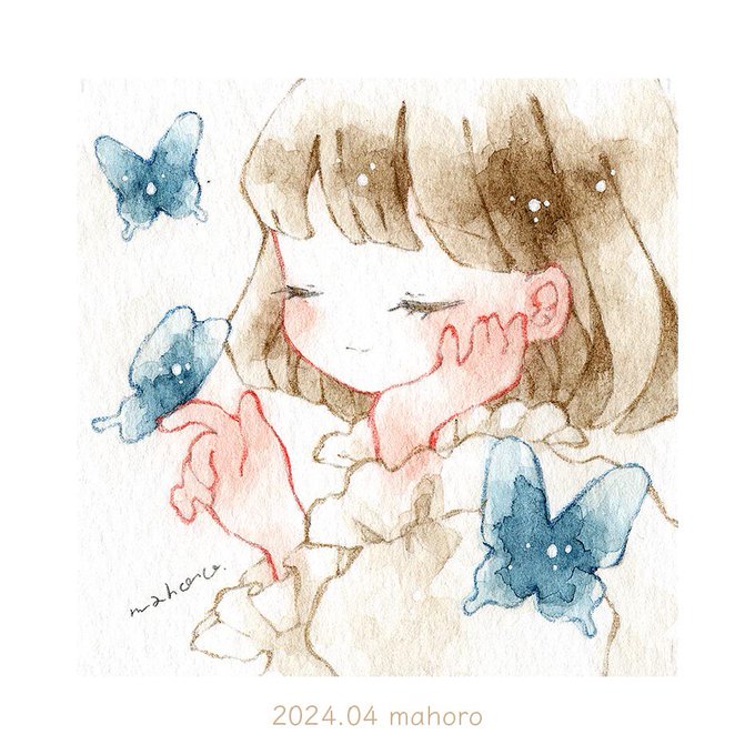 「frills hand on own face」 illustration images(Latest)