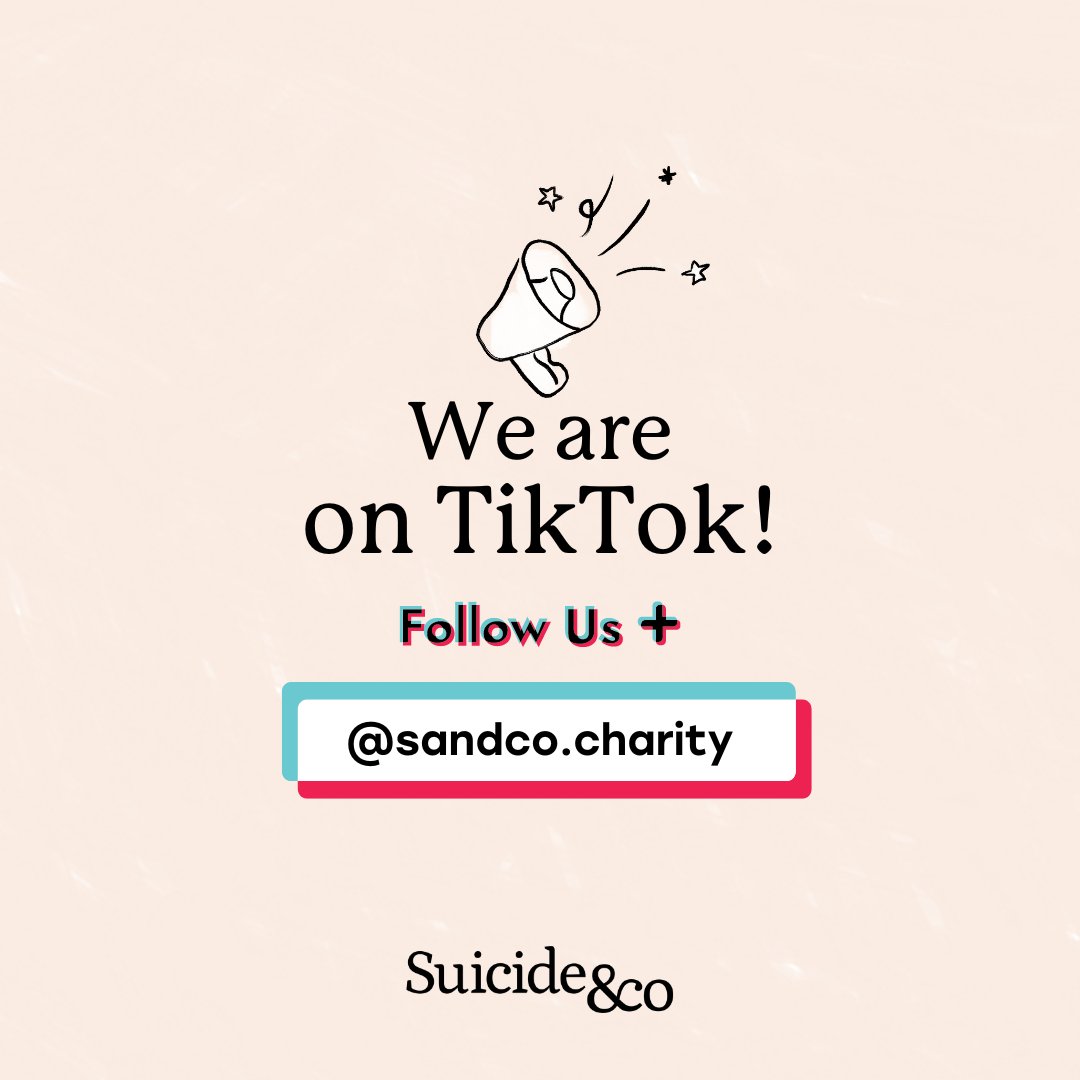 We are now on TikTok! We've wanted to join TikTok for a while but we have been limited due to the word 'suicide' in our name. We are working to break down the stigma and don't want this to stop us from sharing content with our community. Find us on TikTok under @sandco.charity!