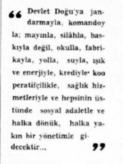 Bülent Ecevit 1969 senesinde doğuda yapılması gerekenleri açıkladı.