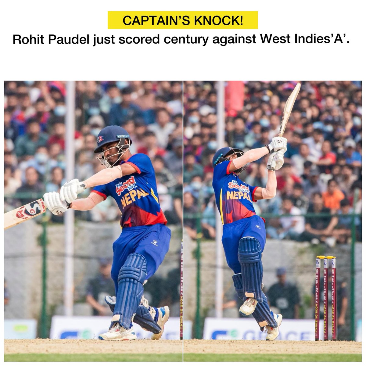 BREAKING: Skipper Rohit Paudel has scored a century against West Indies ‘A’. He achieved his quick 100 in just 47 balls. Congratulations, Captain Cool. 😎

#RohitPaudel #Nepal #century #cricket #nonextquestion
