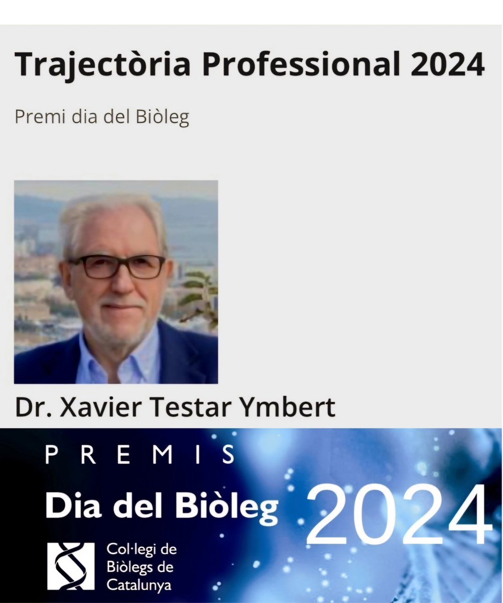 📌Lliurament de premis 'Dia del Biòleg 2024' del @BiolegsCAT.
El professor 🎓@xtestar de @BQBiomedMolUB @BiologiaUB @IBUB_UB va rebre el premi en la categoria  'Trajectòria Professional'. 
Enhorabona, Xavier‼️