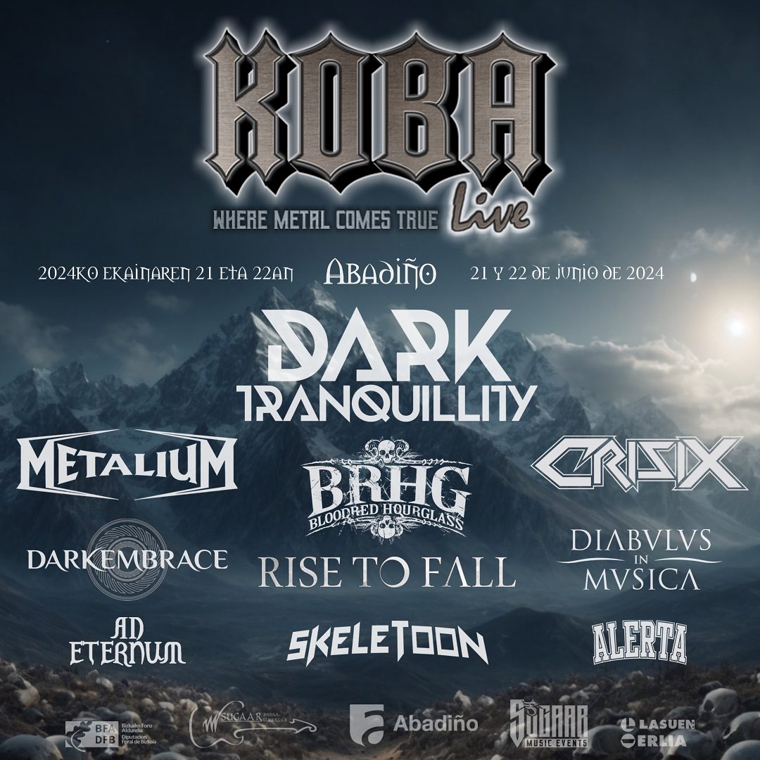 Satuday! 😈 What's better than enjoying the Spotify playlist of Koba Live!! 🤘 Listen here: open.spotify.com/playlist/5WfrA… Tickets: koba-live.com/Entradas/ There will be amazing bands such as Dark Tranquillity, Metalium , Crisix or Bloodred Hourglass among other awesome artists! 😍