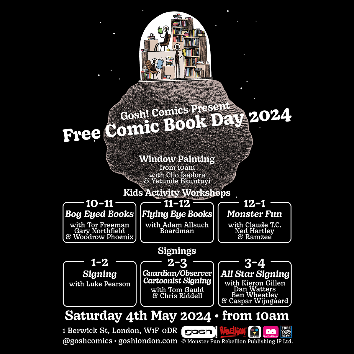 Next Saturday is Free Comic Book Day! @goshcomics has lots going on: 🟢 Get FREE comic books with your purchase 🔵 All-day workshops and signings More info available on the GOSH! Website: goshlondon.com/the-gosh-blog/…