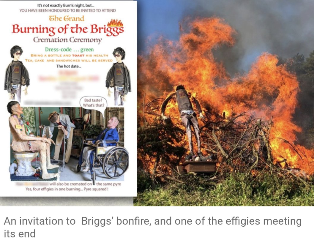 For every milestone birthday, Raymond Briggs would get a 'bad taste' life-size effigy from his friends. When The Snowman creator died, they burned them in a celebratory bonfire called The Grand Burning of the Briggs. #BloominBrilliant @museumartcraft thetimes.co.uk/article/5befbd…