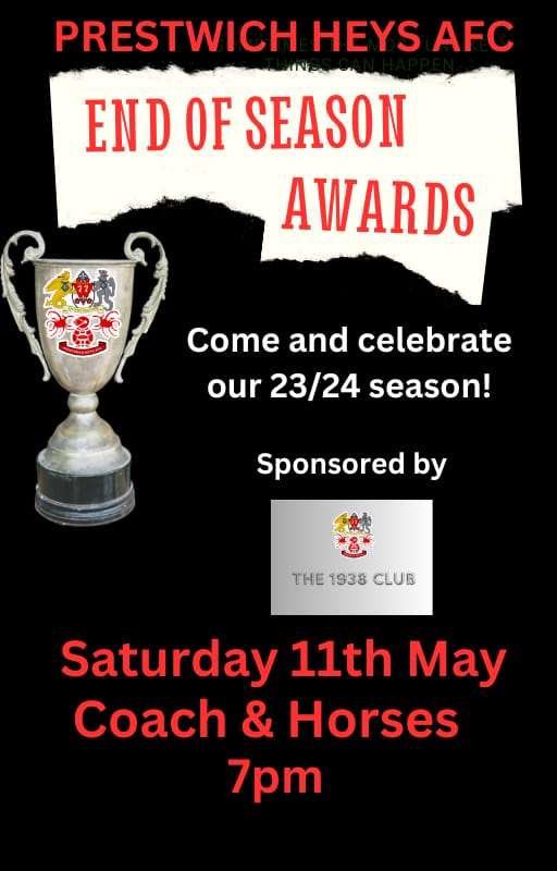 It’s just two weeks to our Awards Night at the @CoachandHorse15 on Saturday 11th May. The event will be sponsored by “The 1938 Club” with food and live music it’s a night not be missed.
