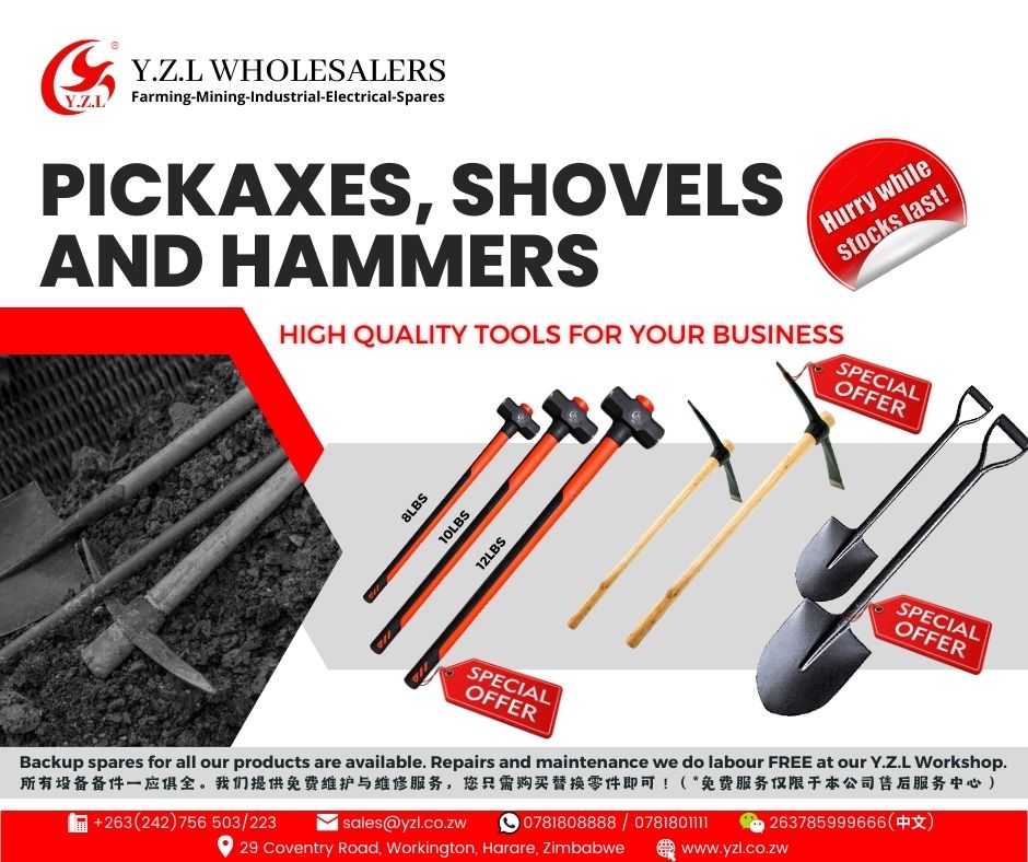 👷WHOLESALE PRICES ON ALL PICKAXES, HAMMERS AND SHOVELS AT Y.Z.L WHOLESALERS‼

#welding #platecompactors #porkervibrators #electricmotors #pickaxes #shovels  #compressors #winches #concretemixers #concretecutters #chickenpluckers #powertrowels #dieselengines #blowers #hammers