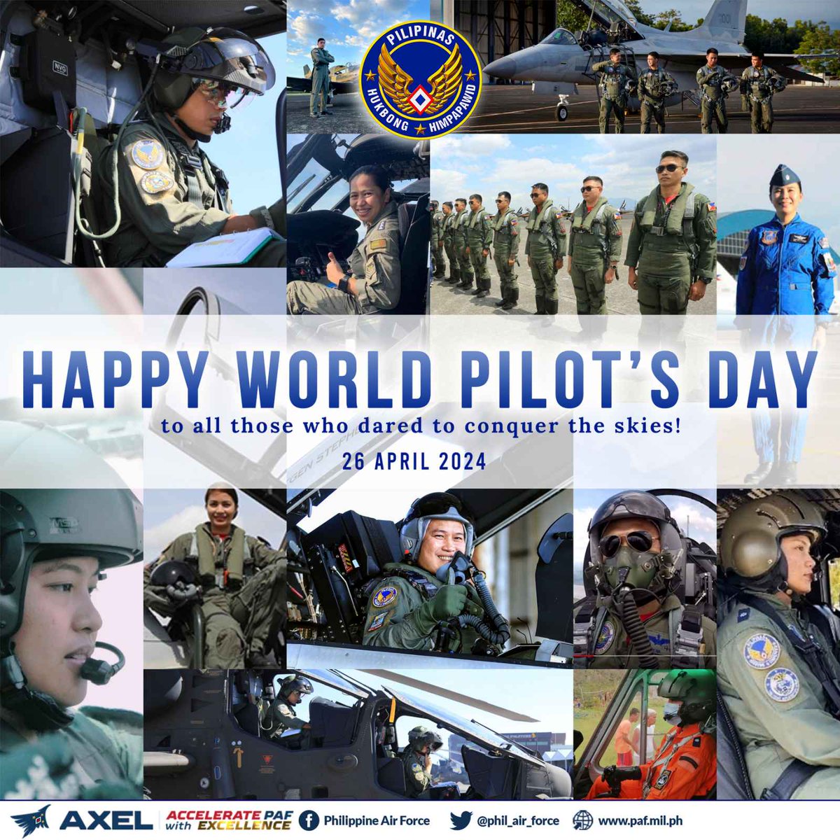 Soaring high with pride, the Philippine Air Force joins the world in celebrating World Pilots' Day, recognizing the unwavering spirit and exceptional skills of all aviators.

#AcceleratewithExcellence #GuardiansofourPreciousSkies #PAFyoucanTrust #AFPyoucanTRUST
