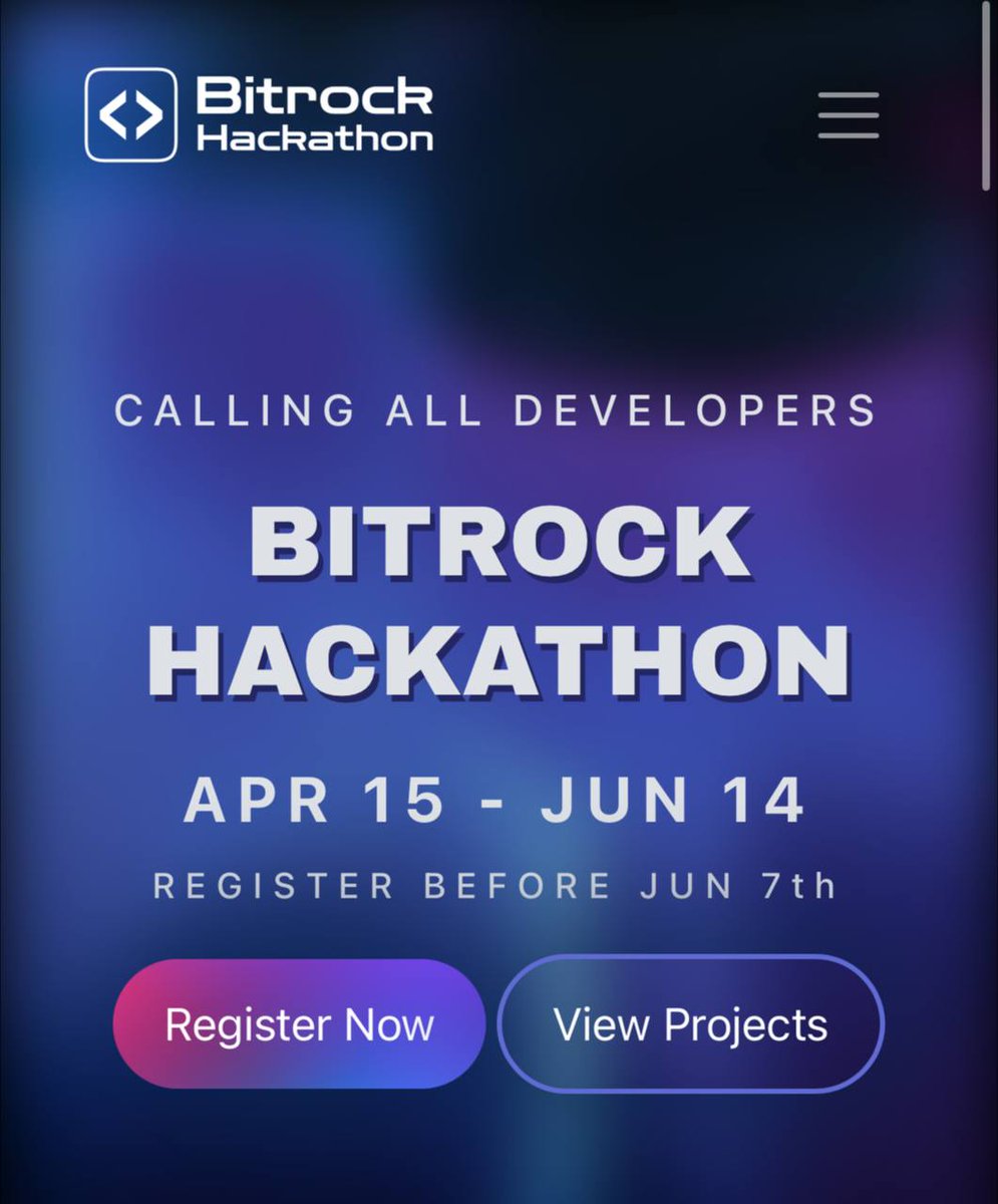 At the request of multiple hackathon applicants, and to allow for extra building time needed, the Bitrock hackathon has officially been extended till June 14th! 🧑🏻‍💻

Registration will now end on June 7th, a $55,000 prize pool awaits!💰

Register at: hackathon.bit-rock.io…