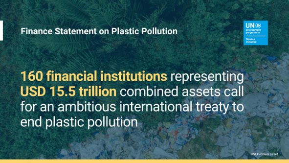 Ahead of #INC3, 160 financial institutions representing 15.5 USD trillion in combined assets signed the #FinanceStatement on Plastic Pollution. The PRI is pleased to see this strong signal for a historic treaty to #BeatPlasticPollution. Read more: ow.ly/VQmx50RjHoy @UNEP_FI