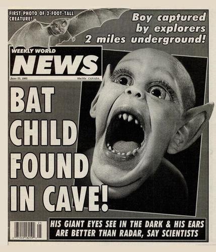 #BatBoy for President! 🦇
#monsters #urbanlegends #WeeklyWorldNews #popculture #folklore #creepypasta #bats #tabloid #creatures #humanoids #cryptids #chiroptera #Americana #kitsch #hoaxes #yellowjournalism #cavecreatures