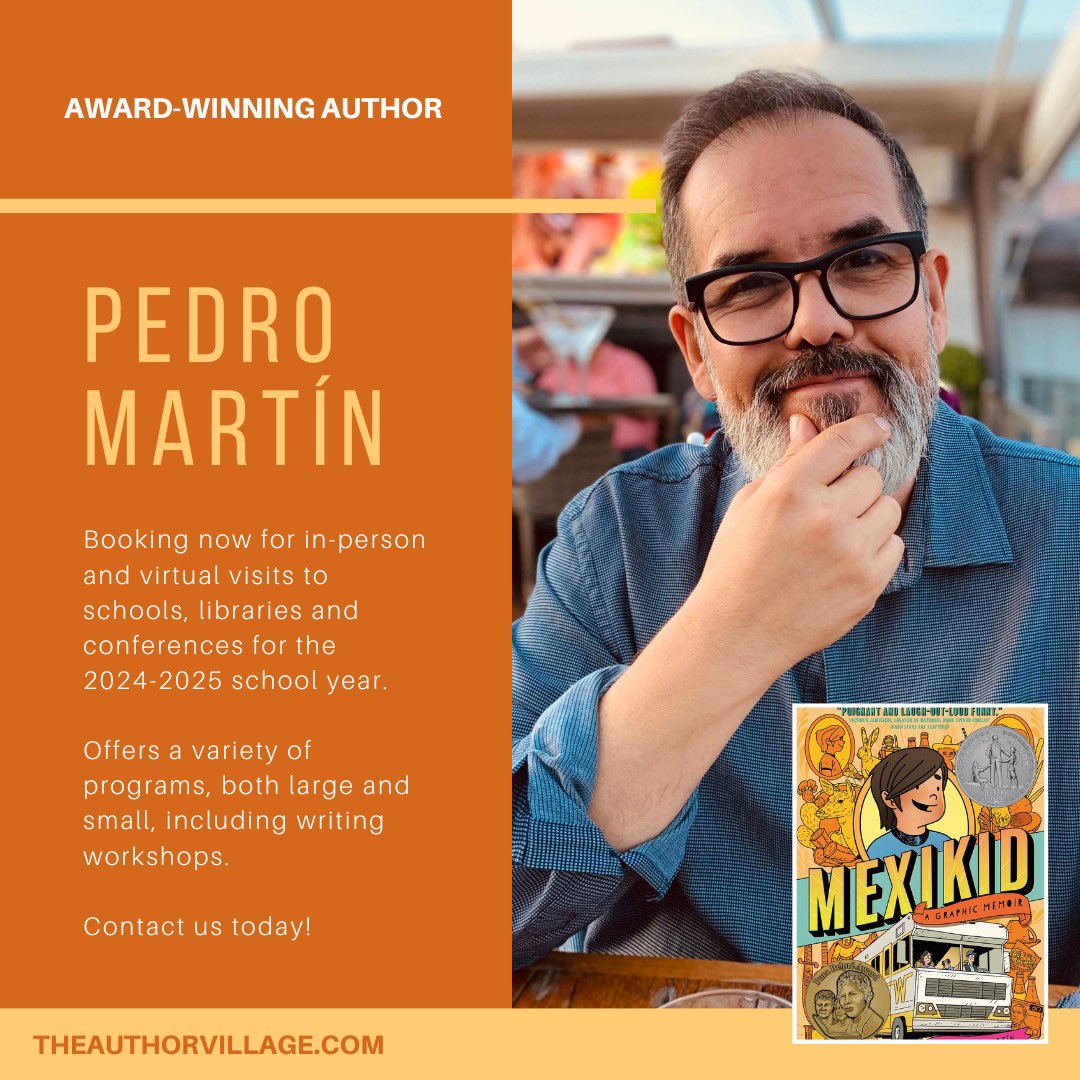 ⭐️Time to share some exciting news! The Author Village is thrilled to welcome Pedro Martin, the Newbery Honor Award-winning author of MEXIKID to our group. Pedro is currently scheduling school and library visits and conference appearances for the ‘24-25 school year.⭐️