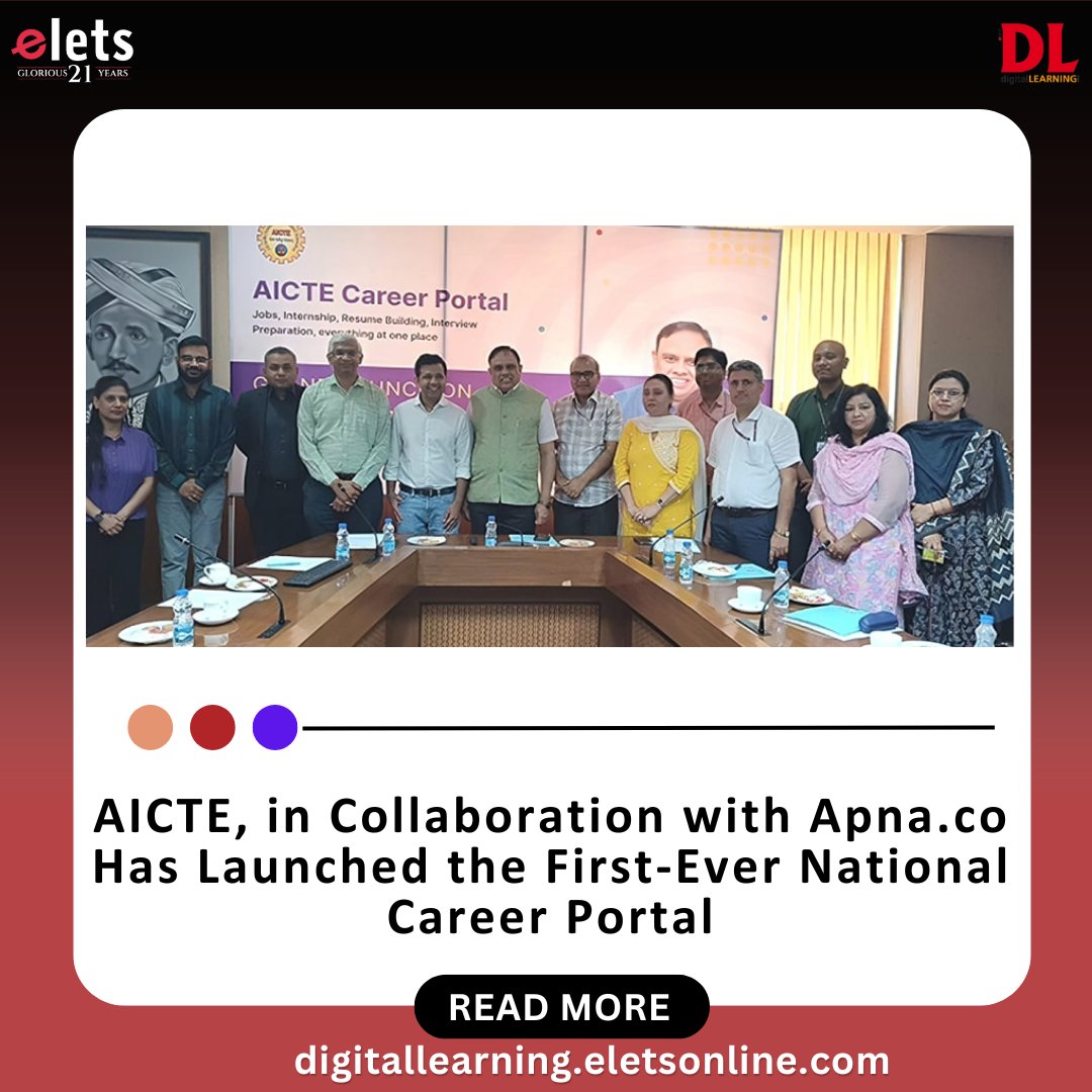 The @AICTE_INDIA and @apnahq, a professional networking site, launched the ‘AICTE Career Portal’ for engineering students on Thursday. Read more: tinyurl.com/5n6h8uzd #India #Education #Careers #Jobs