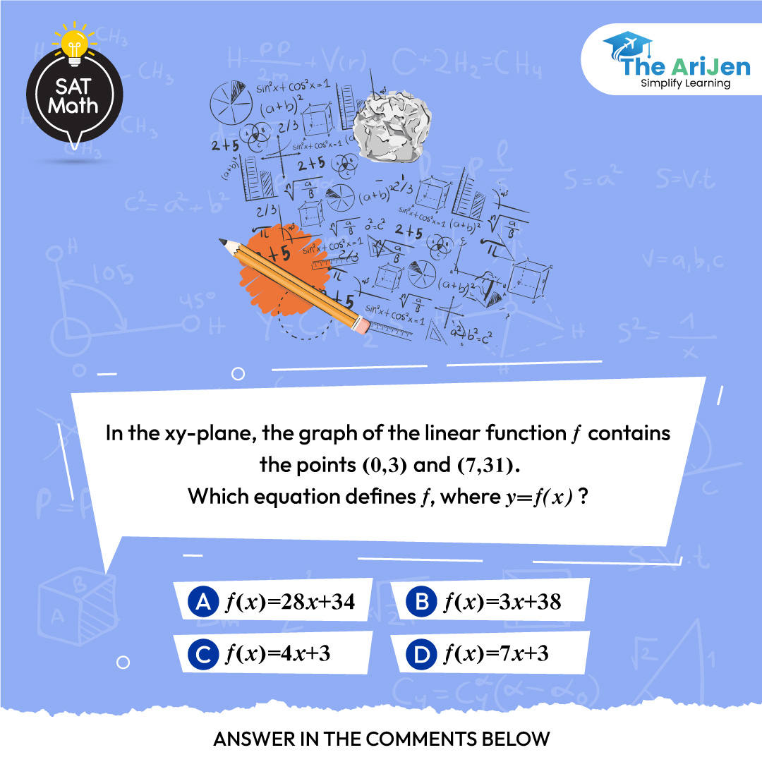 🧠 Let's put our math skills to the test! 📐 
Can you solve this equation? 

Drop your answer in the comments below and let's see who gets it right! 💡 

#TheAriJen #SATPre #DigitalSAT #Mathquiz #MathChallenge #ProblemSolving #maths #math #test #quiz #quiztime #mathtest