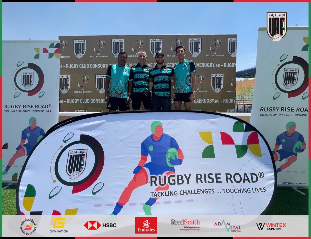We were pleased to participate in the UAE Rugby finals with both Mr. Taha @IraqRugby and Mr. Shamim Bangladesh Rugby Federation to be part of the Emirati refereeing team working within the 'Rugby Rise Road' Initiative sponsored by the @uaerugby