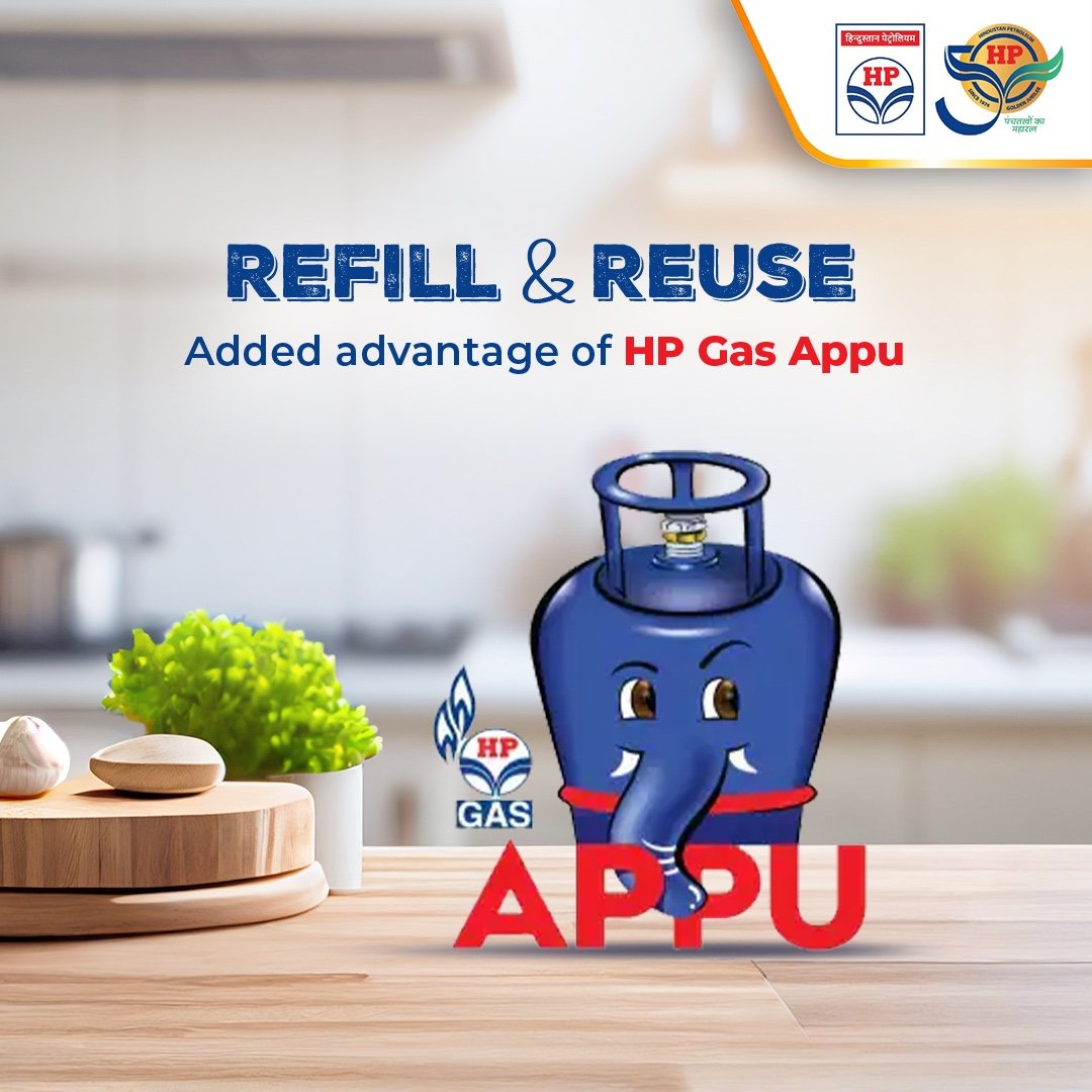 Easily available at HP Retail Outlets without much documentation,  HP Gas Appu also comes back with an option of buyback and can be refilled easily.

#HPTowardsGoldenHorizon #HPCL #DeliveringHappiness #HPGasAppu
