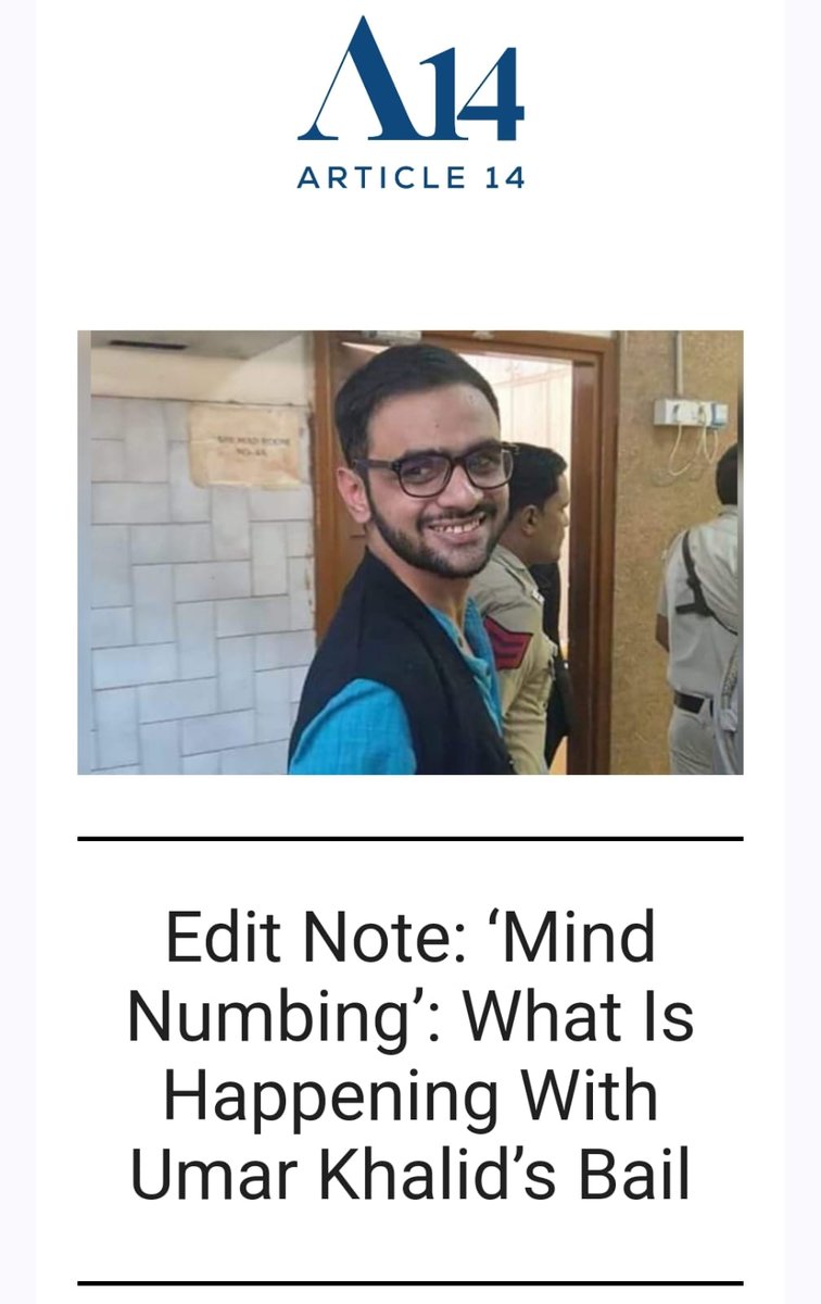 The Govt in #UmarKhalid's case appeared to suggest outsize influence if he was given bail But interest is limited, 3 yrs, 7 months after his arrest: mainstream media & the public have long moved on @betwasharma's edit note this week Subscribe to read: article-14.com/subscribe