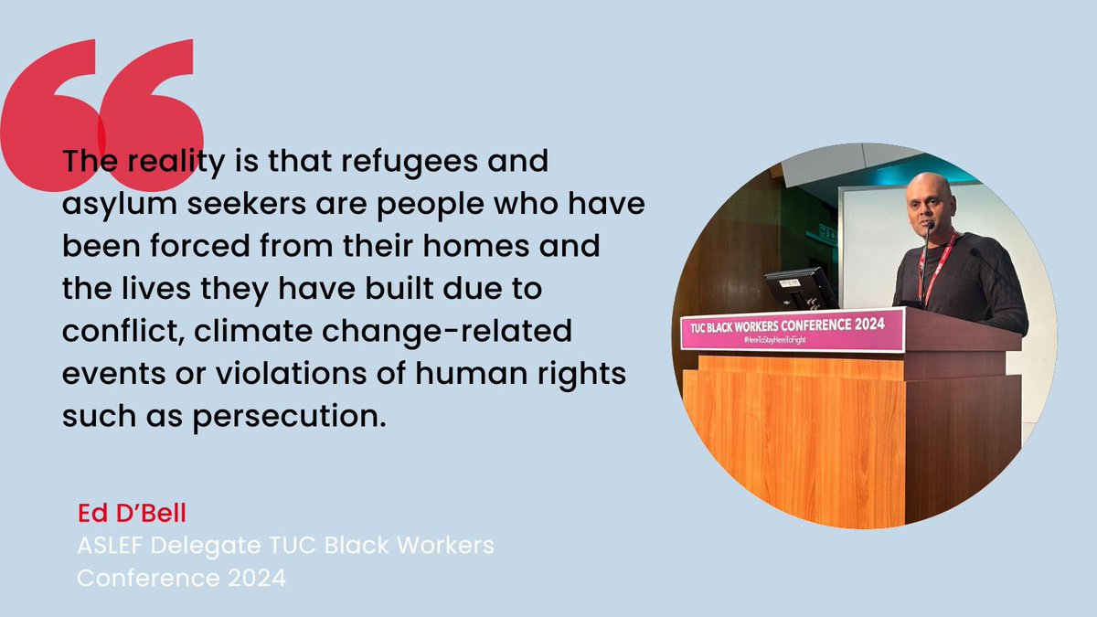 Our delegation is back at @The_TUC black workers conference today. Ed is first to speak supporting the @pcs_union motion on challenging hostile narratives and politics #HereToStayHereToFight