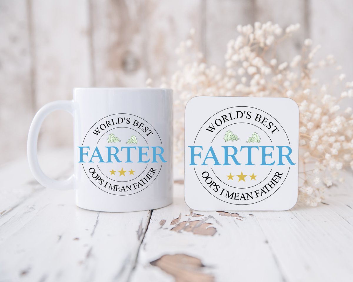 World's Best Farter Mug and Coaster Set, perfect gift for Father's Day 

#WorldsBestFarter #FathersDayGift #GiftForDad #HandmadeGifts