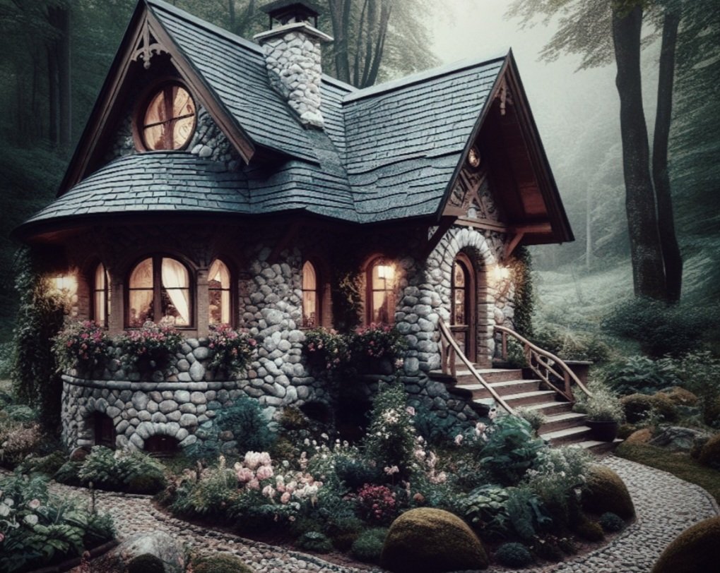 Enchanted nook in the woods, a fairytale escape. #CottagecoreDreams #TinyHouseTreasure #MagicalRealism #ForestNest