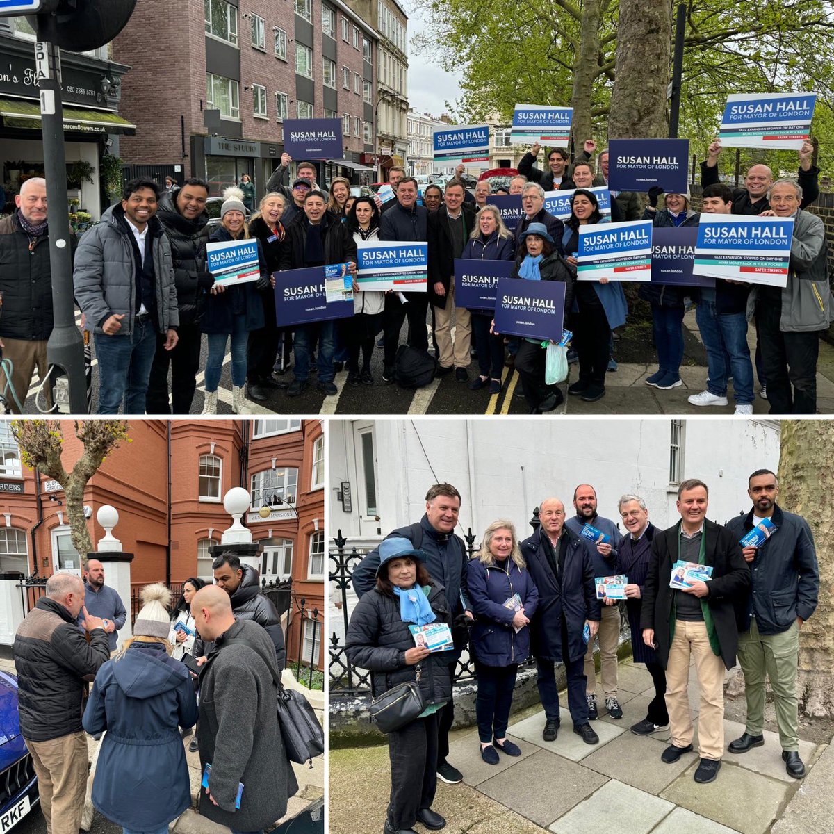 Huge gang out in #WestKensington this morning with @GregHands @MelJStride @Mohamed_Y_Ali for the fabulous @Councillorsuzie & @Tony_Devenish on the doorsteps! Less than a week to go! Remember a vote for anyone other than Susan Hall will just help Sadiq win another four years…