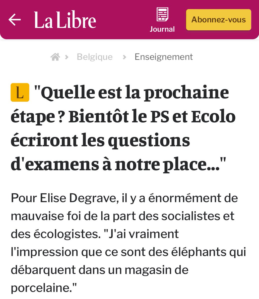 Enfin quelque chose de cohérent qui sort dans cette histoire de #decretpaysage.

Le PS et Écolo veulent justement limiter les étudiants et créer une société a leur image, complètement stupide…

▶️ lalibre.be/belgique/ensei…