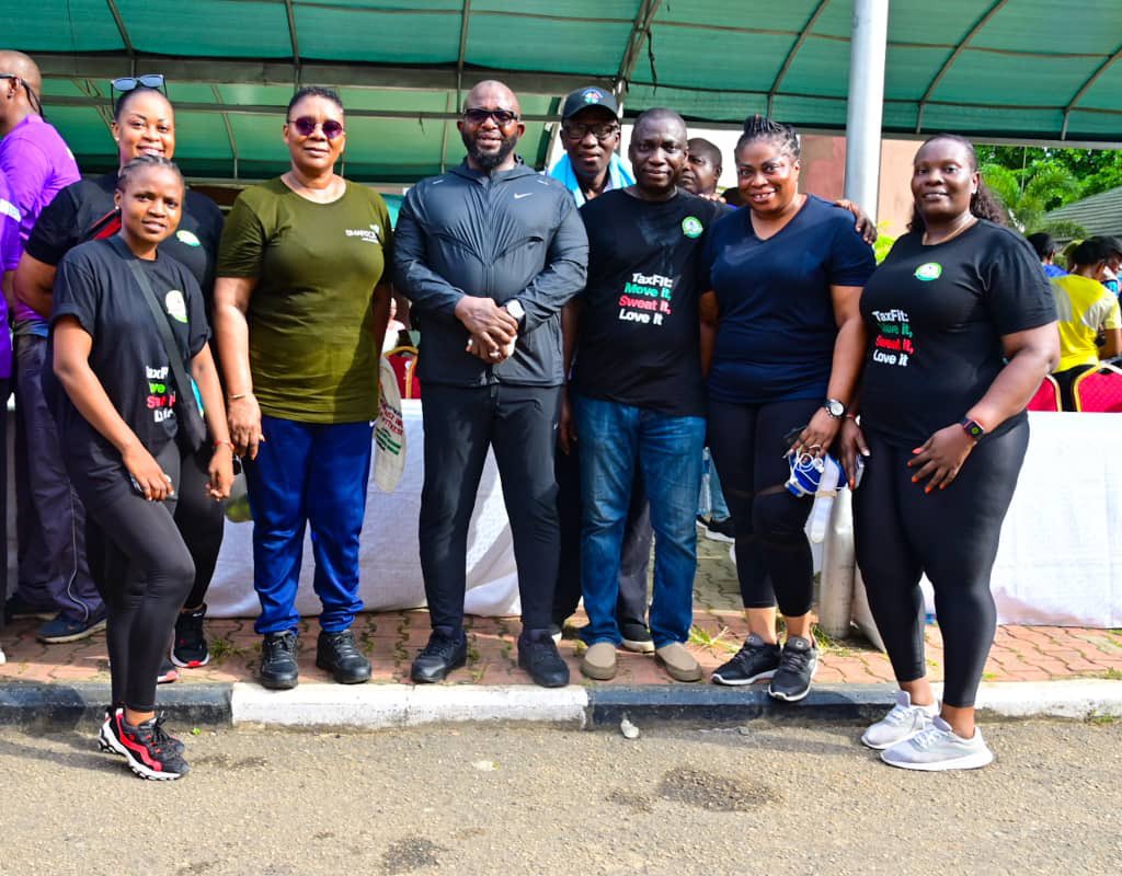 Lagos State Head of Service, Mr. Bode Agoro, as Chief Host at the April Edition of the Walk For Fitness, For Public Servants, Organized by the Office of the Head of Service, held on Saturday, 27th April, 2024.