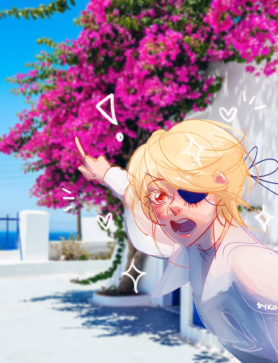 what if sherliam took a lil trip to greece
what if liam really likes bougainvilleas

(invasive bougainvillea thoughts got me sketching in the middle of work OTL)