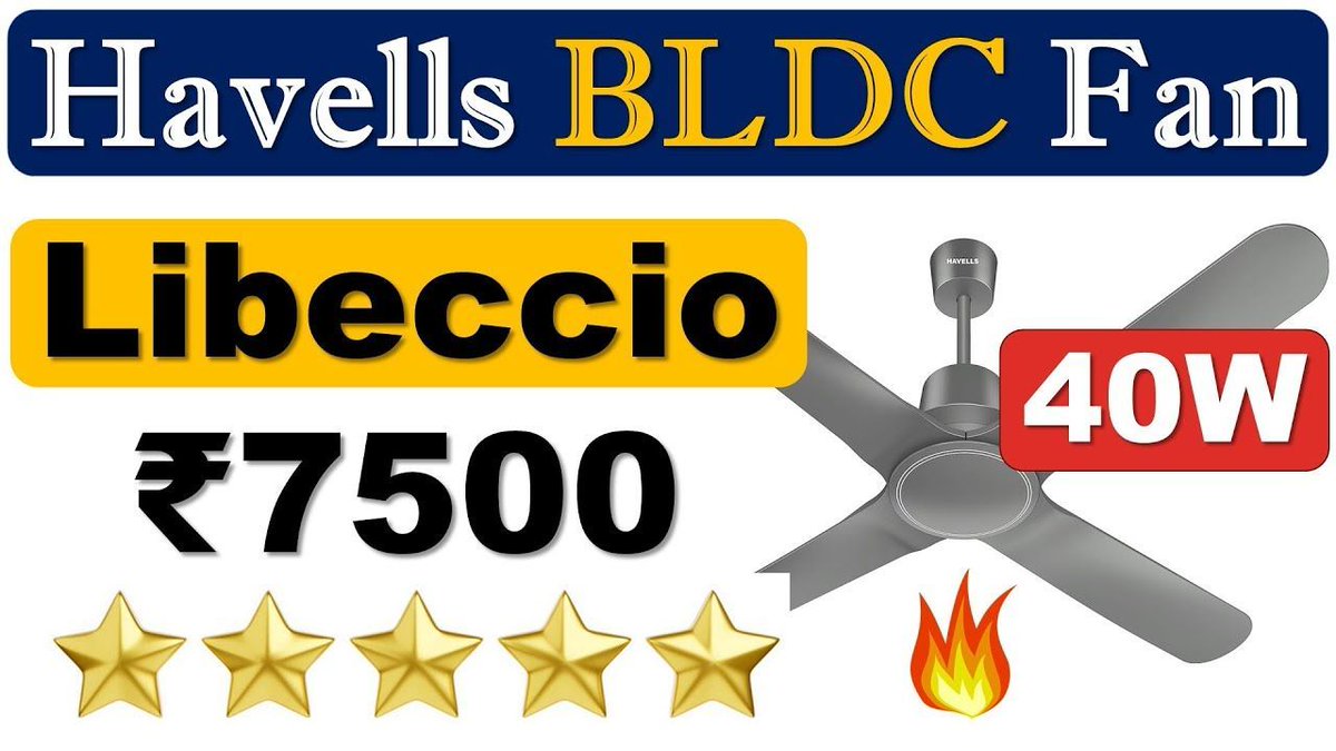 40W #Havells Libeccio Premium #BLDC #Ceiling #Fan:- Pure-Copper Motor: 40W | BLDC Motor: 5-Star | Inverter Technology | Max Speed: 260 RPM | Inverter Power: 2X Longer | Air Delivery: 245 CMM | #CeilingFan #HavellsFan #BLDCFan | More at youtu.be/kQ93m0mCE7U