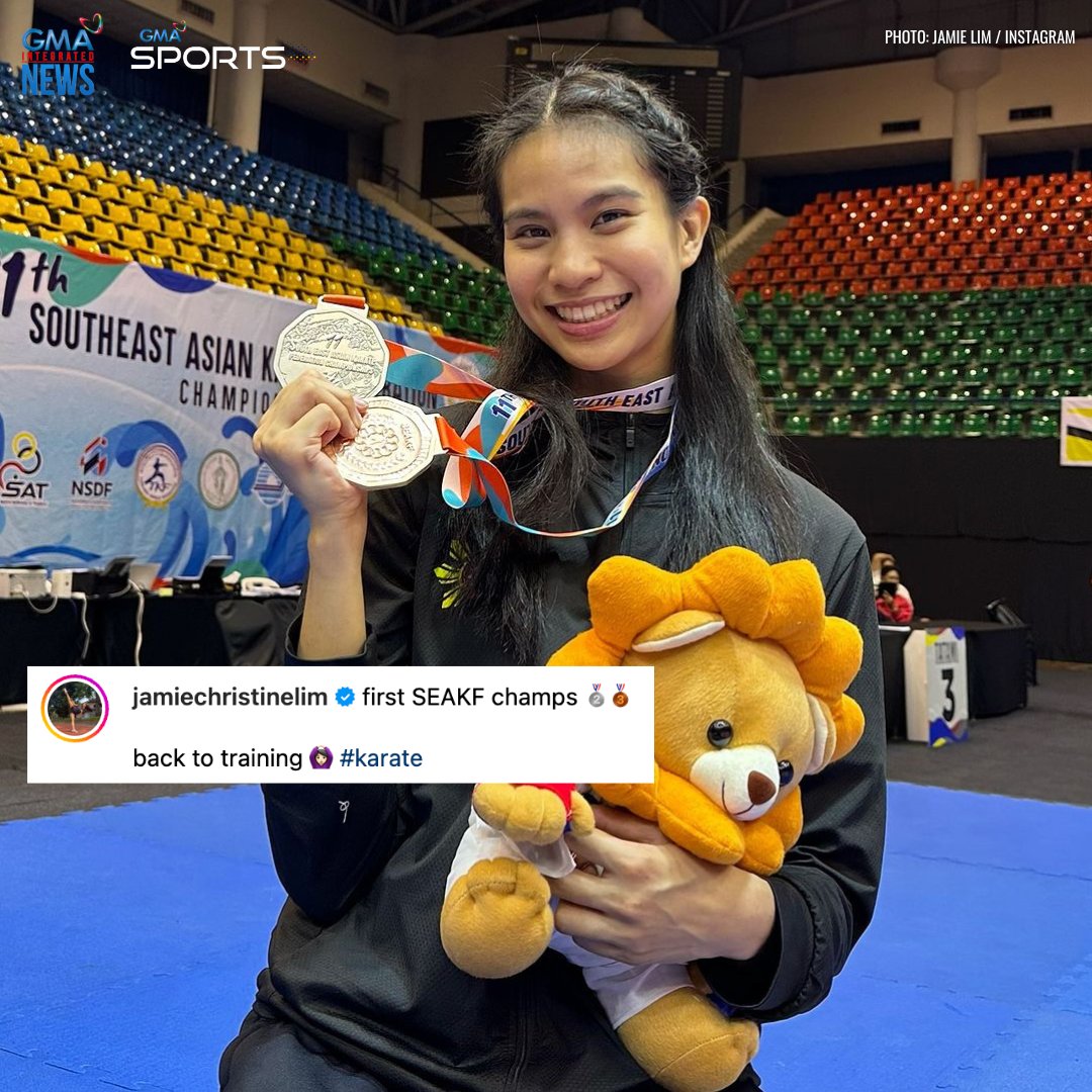CONGRATS, JAMIE! 👏🇵🇭

LOOK: Filipina karate ace Jamie Lim with her bronze and silver medals at the 11th Southeast Asian Karate Federation Championships in Bangkok, Thailand.

📸: Jamie Lim / Instagram

Follow #GMASports for more updates.