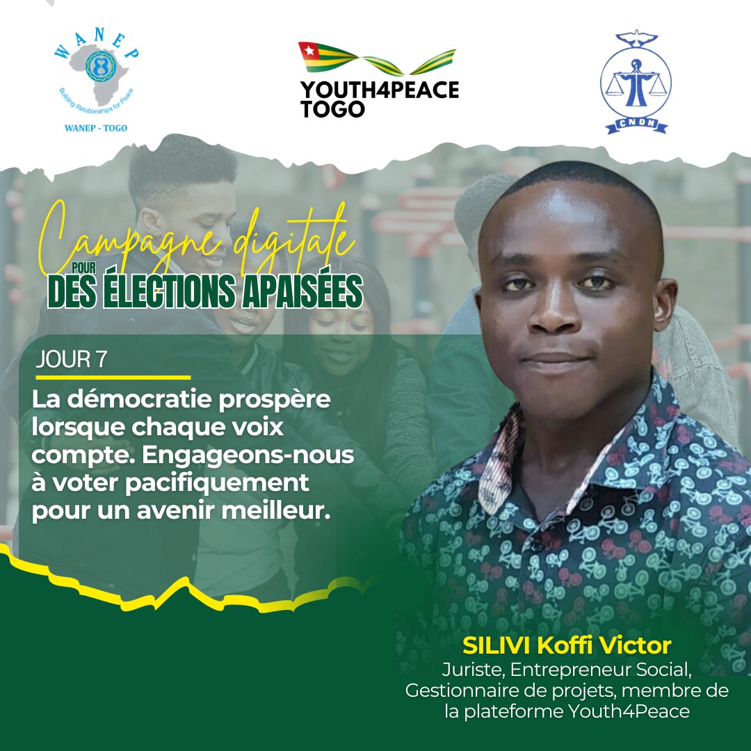 Les élections pacifiques, inclusives et transparentes consolident les acquis démocratiques et la cohésion nationale. #TisserDesRelationsPourLaPaix #TgTwittos #togolais228 #tolérance #nonviolence #électionstogo