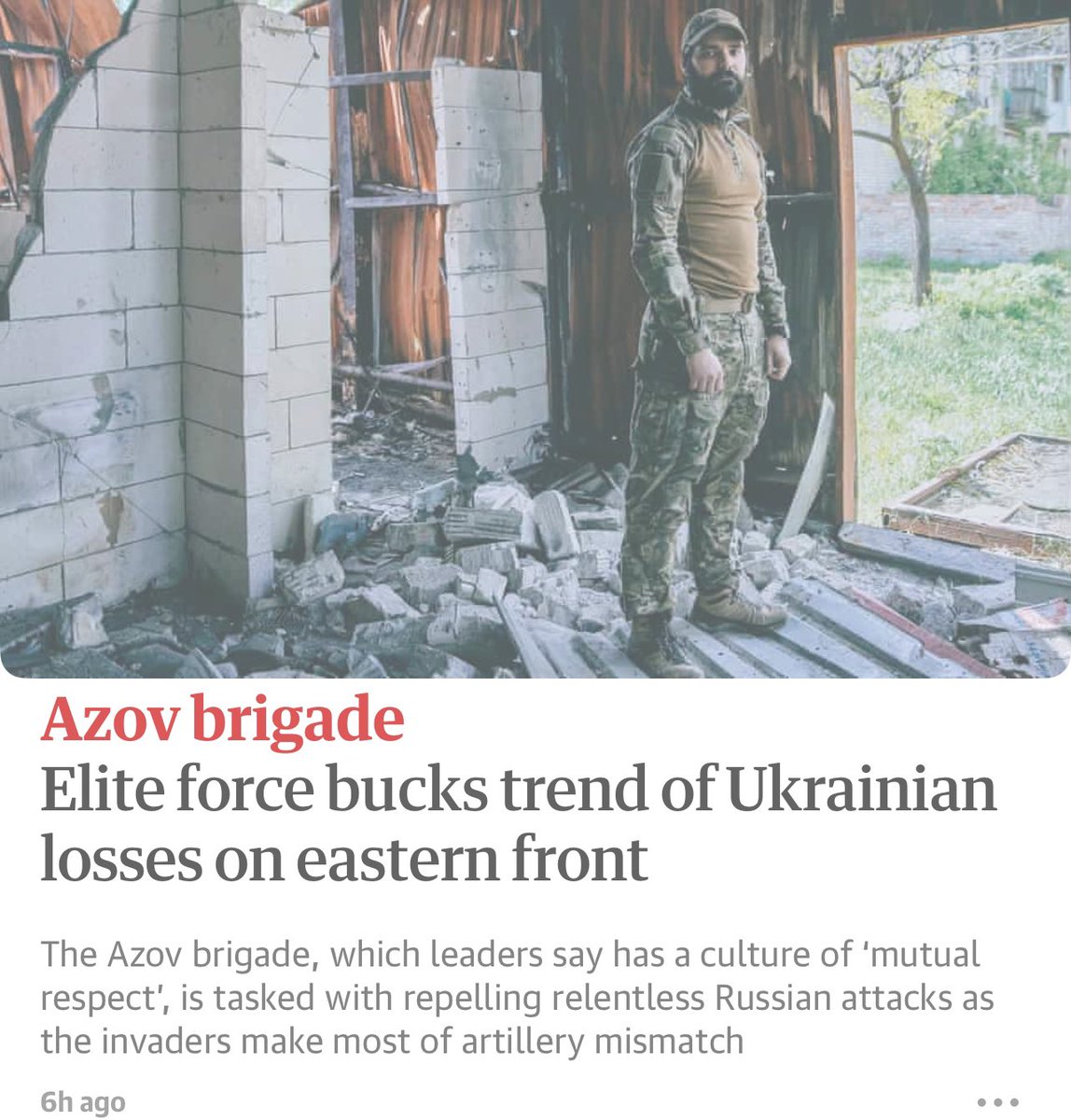 The “liberal” Guardian whitewashing Ukraine’s openly Nazi Azov brigade. Read the reality in our reporting. Including how their multiple Western backers include Israel: electronicintifada.net/tags/azov-batt…