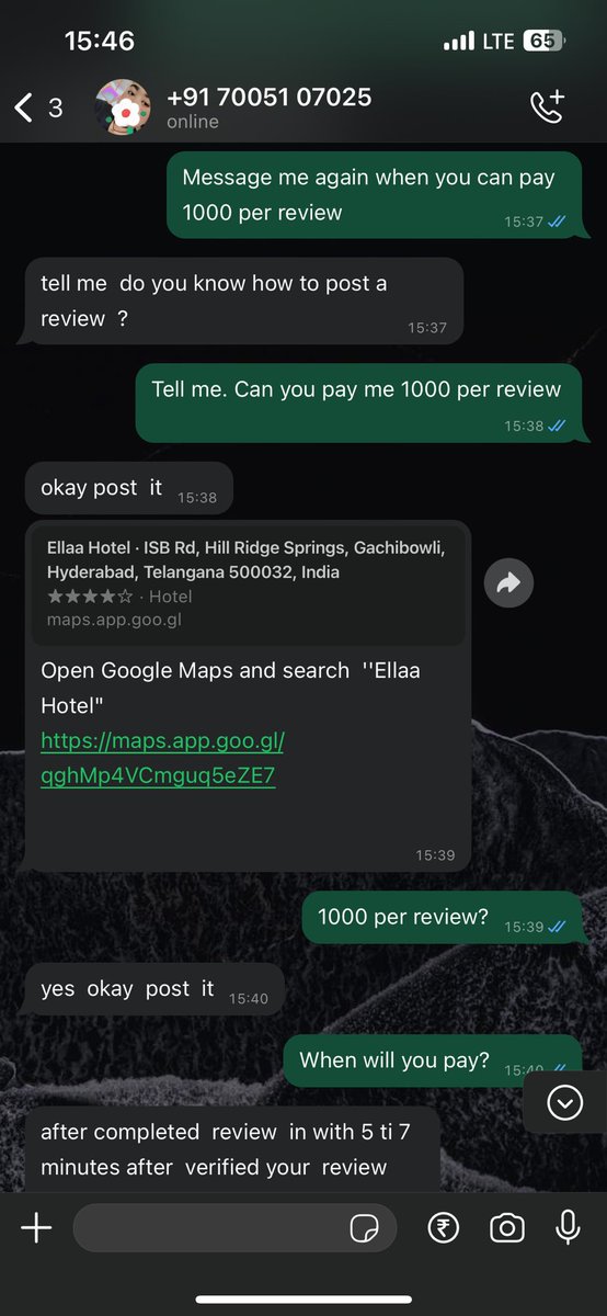 Hello <a href="/TRAI/">TRAI</a>, <a href="/MahaCyber1/">Maharashtra Cyber</a> multiple accounts like these claiming to be from reputed organisations like @DDB_Worldwide ask to post fake reviews for a certain amount and then never end up paying, instead, get down to profanity. Just incase you’ll feel like taking action #Fake #Scam