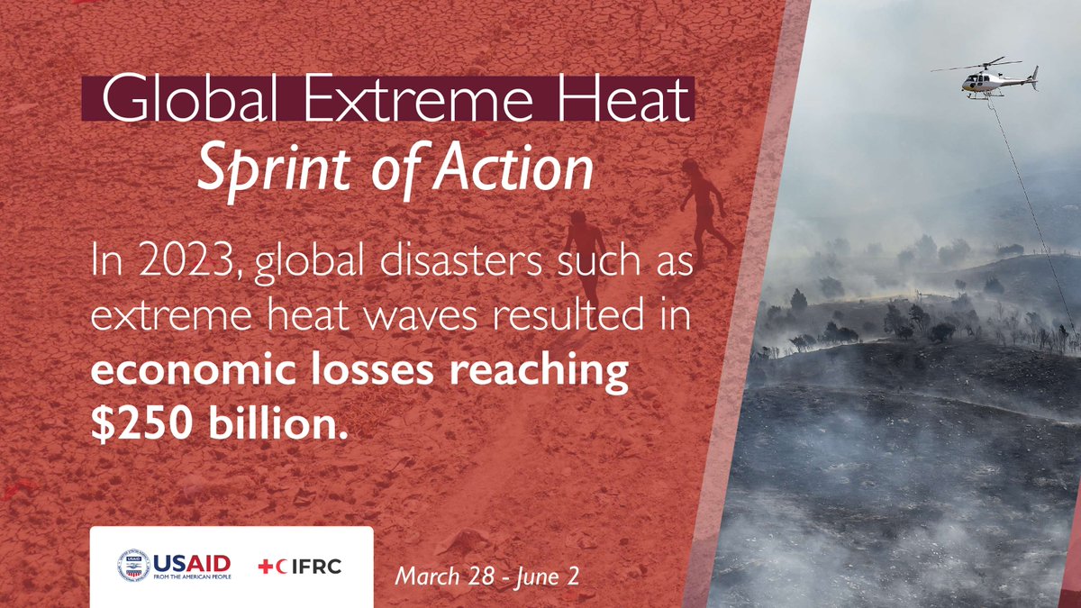 Global disasters affect people and economies around the globe. Join USAID and @IFRC now through June 2 for the Global Sprint of Action on Extreme Heat: USAID.gov/HeatActionHub