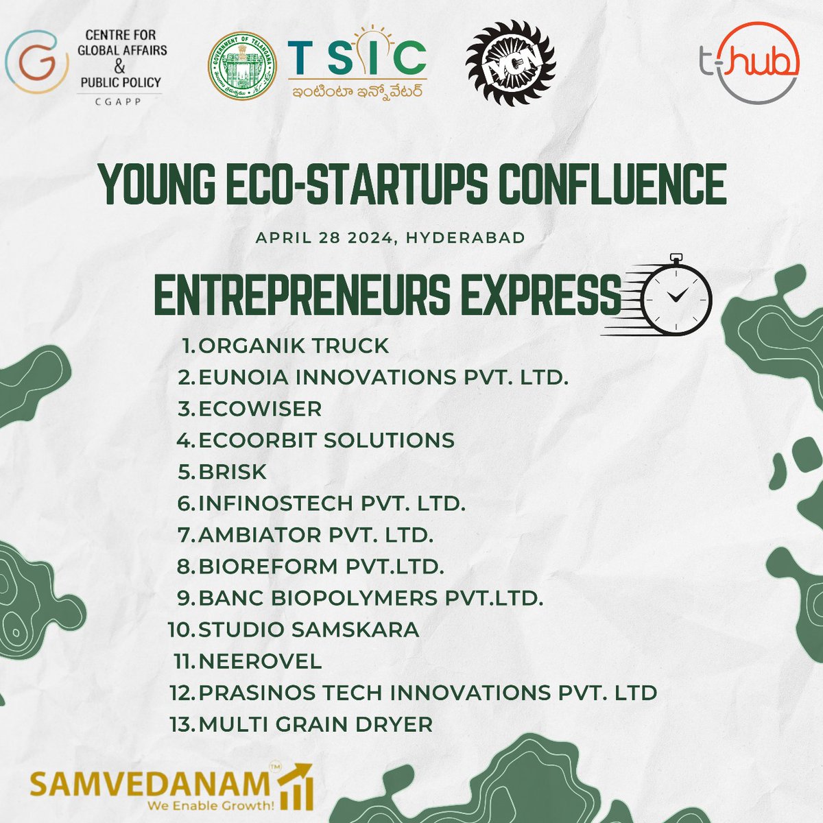 Excited to announce that Bioreform has been selected for the Entrepreneurs Express: Pitch Your Ideas session! 🌱 Let's pave the way for sustainable innovation together. @teamTSIC @THubHyd
#bioreform #tsic #hyderabad #thub #EntrepreneursExpress