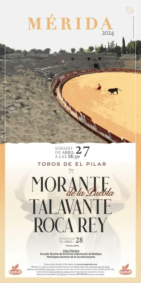 HOY, en Mérida. 🐂 @toros_ELPILAR @MoranteTour @aletalavante @RocaRey