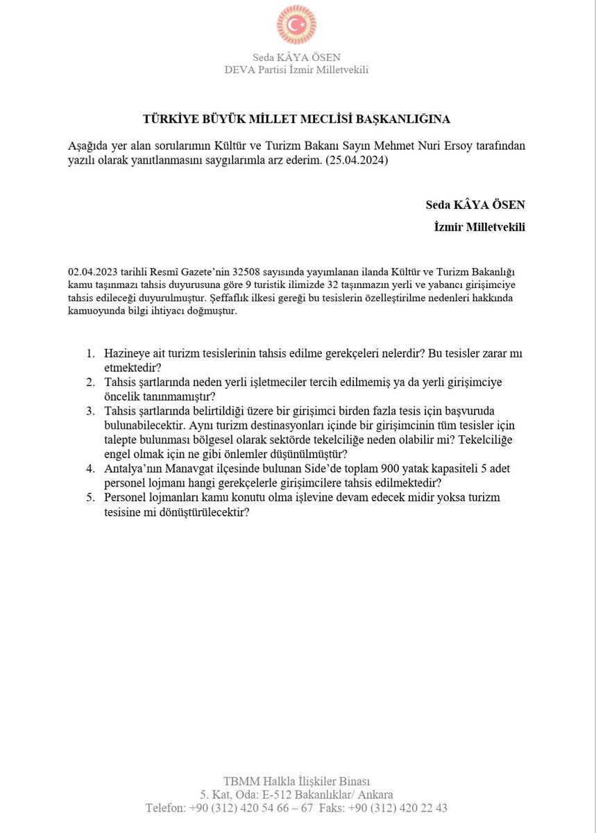 Kültür ve Turizm Bakanlığına, Hazine mülkiyetindeki 32 konaklama tesisi ve lojmanın yerli ve yabancı girişimcilere tahsisini sorduk. Bıkmadan usanmadan sormaya devam edeceğiz!