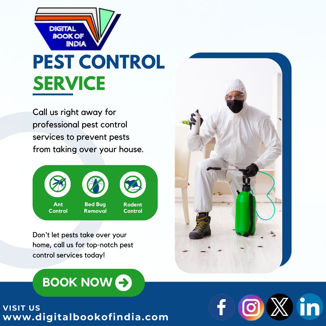 Say Goodbye to Pests! Professional Pest Control Services Available Now #digitalbookofindia #PestControl #BugFree #HomeMaintenance #SafeLiving #PestManagement