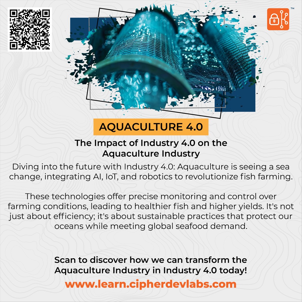 Al, IoT, and robotics redefine fish farming. With precise monitoring, healthier fish, and sustainable yields, it's about efficiency and ocean preservation meeting global seafood demand.

#fishing #fishfarm #pond #ai #iot #industry4 #cipherdevlabs