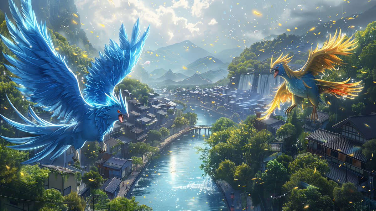 #Pokemon #fantasyart #mythicalcreatures #colorfulbirds #dreamlikelandscape