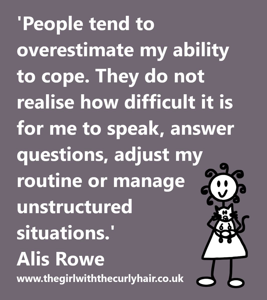 #Autism is an #invisible condition, which means that people can overestimate someone's #abilities. Often people do not realise how difficult it is for an #autistic person to do basic things such as #speak, answer questions, adjust their #routine or manage unstructured situations.