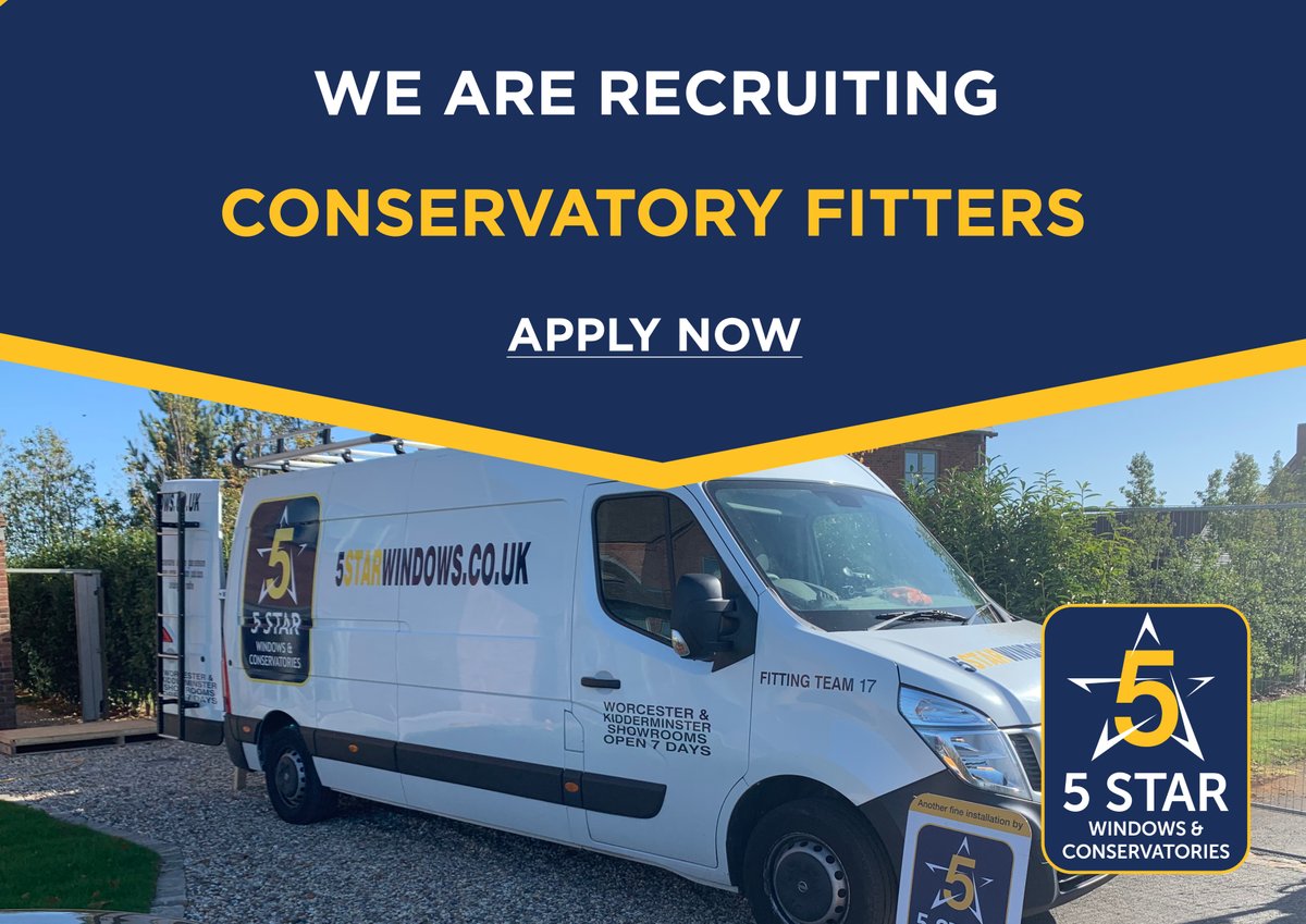 Are you an experience Conservatory Fittter who is looking for consistent work?

To find out more please contact David Platt on
07720 270840 or email david@5starwindows.co.uk

#conservatoryfitters #fitters #builders #livingspaces #worcestershire #westmidlands