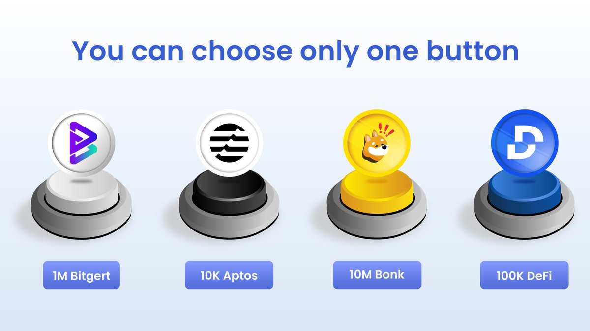 CoinDCX's tweet photo. You are allowed to press only one button.
Which one is that? 🤔👇

#Aptos #Bonk #DeFi #Bitgert (@bitgertbrise) https://t.co/hDvyfOb0or