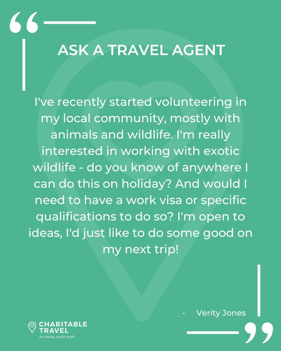 Are you looking to give back the next time you get away like Verity? Find out Melissa's top tips for volunteering while on holiday here: charitable.travel/volunteering-o…
Email your questions to marketing@charitable.travel with 'ask an expert' in the subject line
#QandA #askanexpert