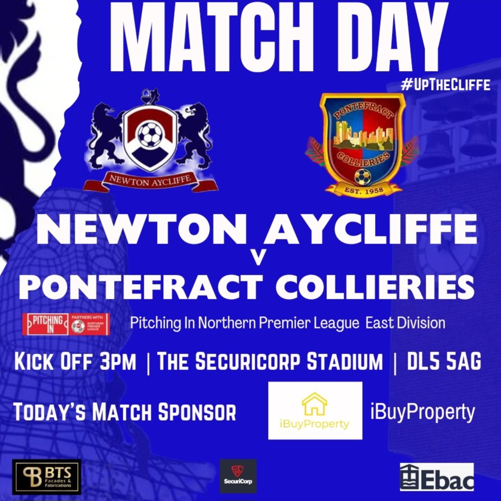 MATCH DAY This afternoon we host Pontefract Collieries at The Securicorp Stadium for our final @PitchingIn_ @NorthernPremLge East fixture of the season v @PonteCollsFC Kick off 3pm @BtsFabs